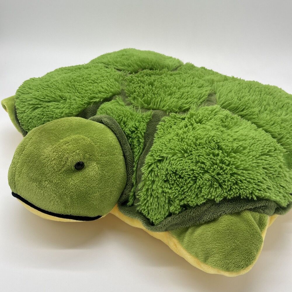 Pillow Pets Turtle 18” Green Plush 2010 Retired Stuffed Animal Foldable Toy
